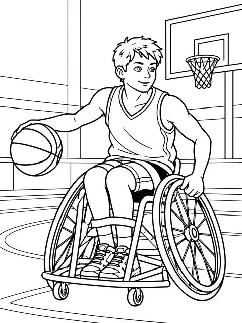 Wheelchair basketball player coloring page