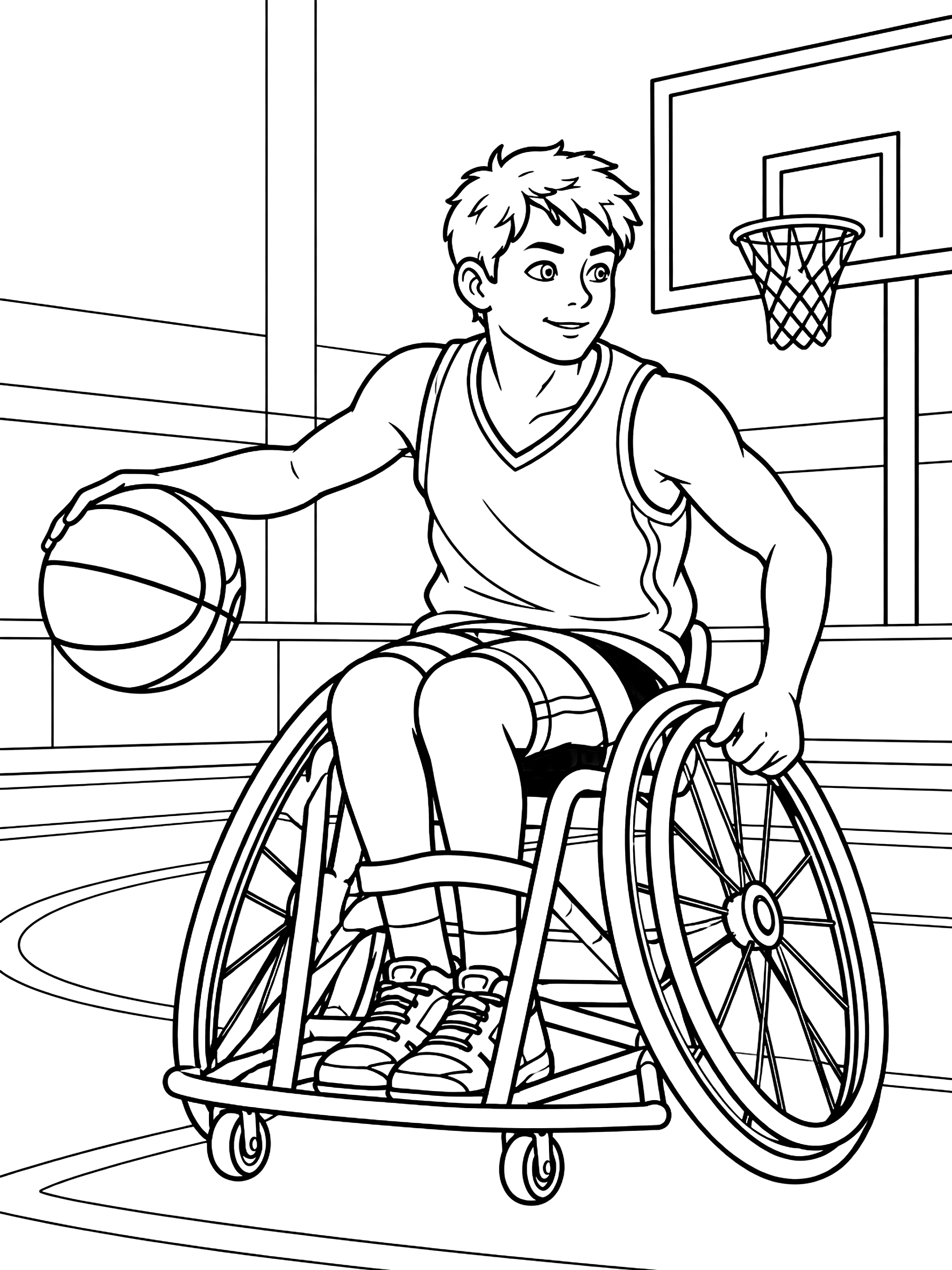 Wheelchair basketball player coloring page