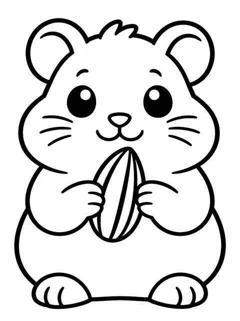 Easy Hamster with a sunflower seed coloring page
