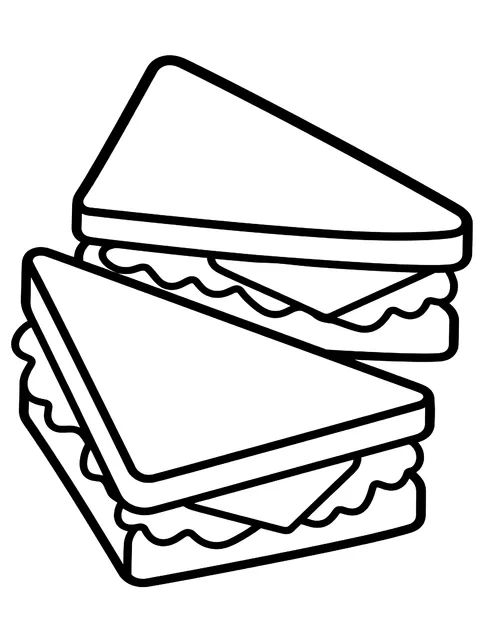 Easy Sandwich cut in triangles coloring page