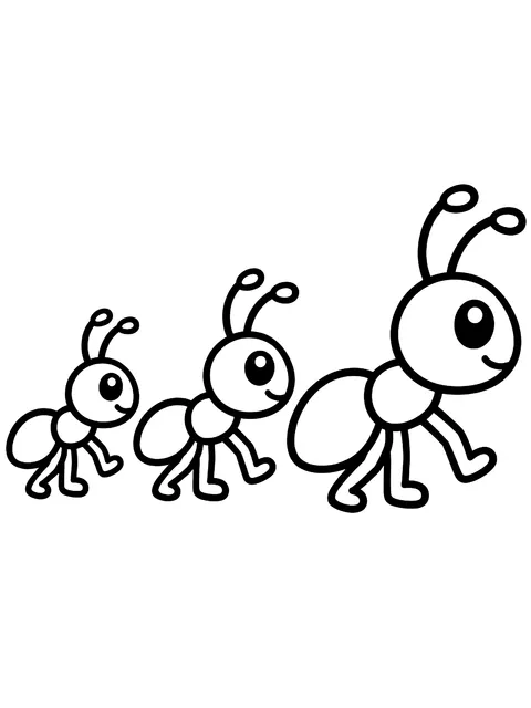 Easy Ants marching in a row coloring page