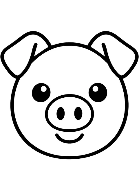 Easy Simple pig face coloring page