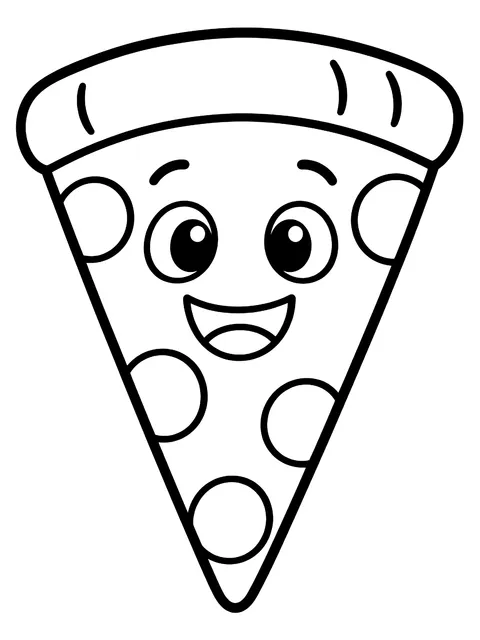 Easy Smiling pizza slice coloring page