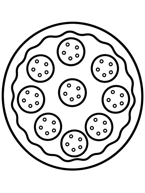 Easy Whole pepperoni pizza coloring page