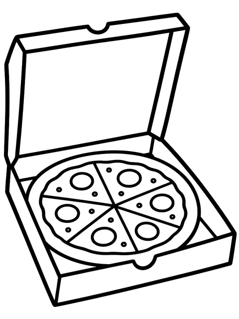 Easy Open pizza box coloring page