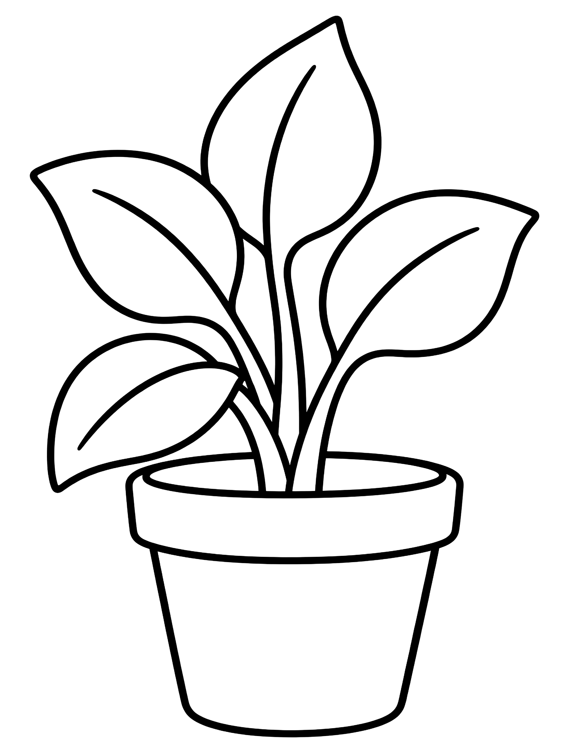 Easy Simple potted plant coloring page
