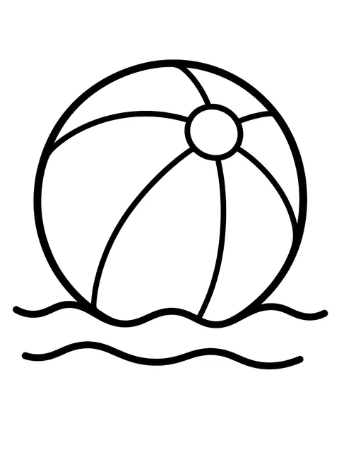 Easy Beach ball floating in the water coloring page