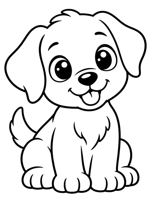 Easy Cute puppy with big eyes coloring page
