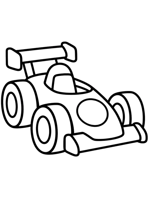 Easy Race car with a blank number circle coloring page
