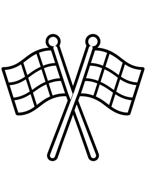 Easy Crossed checkered flags coloring page