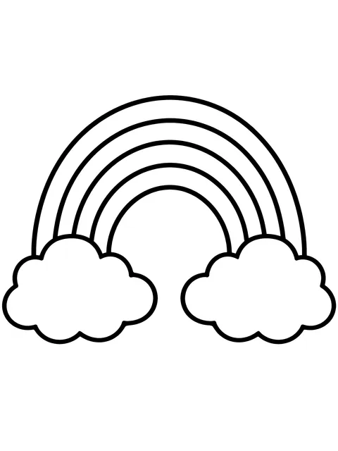 Easy Rainbow between two clouds coloring page