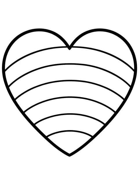 Easy Rainbow heart coloring page