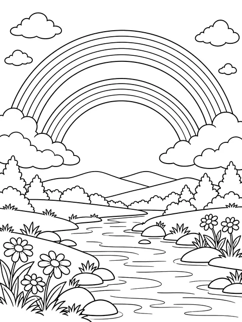 Double rainbow coloring page