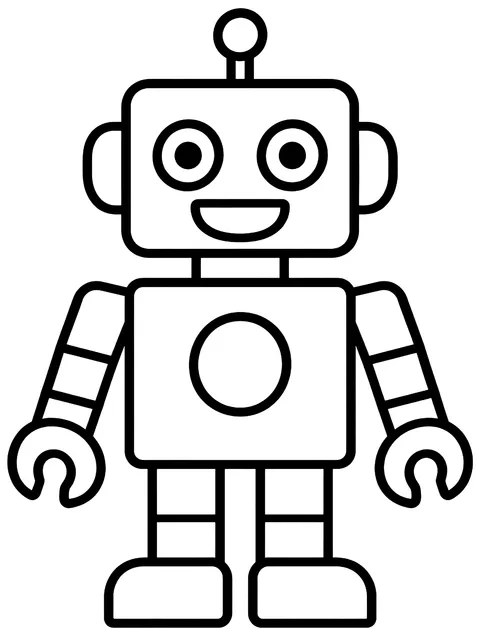 Easy Simple boxy robot coloring page