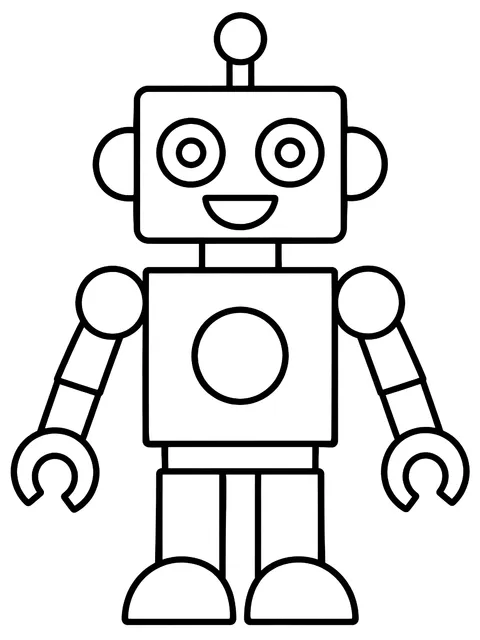 Easy Robot made of basic shapes coloring page