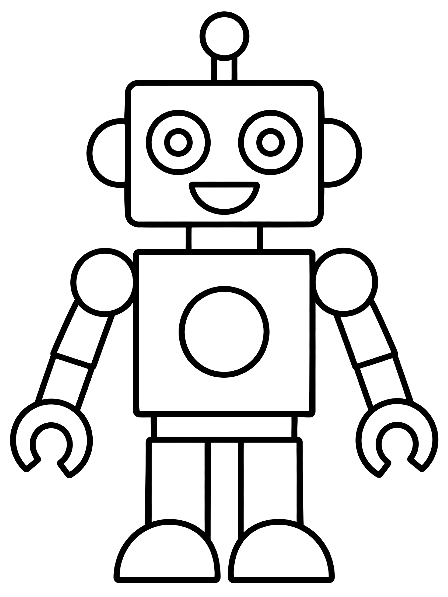Easy Robot made of basic shapes coloring page