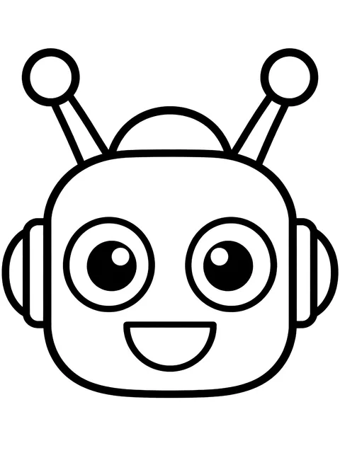 Easy Robot head with antennae coloring page