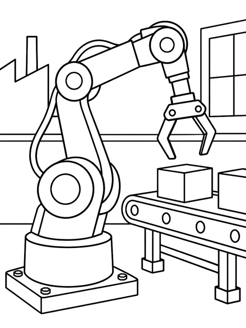 Factory robot arm coloring page