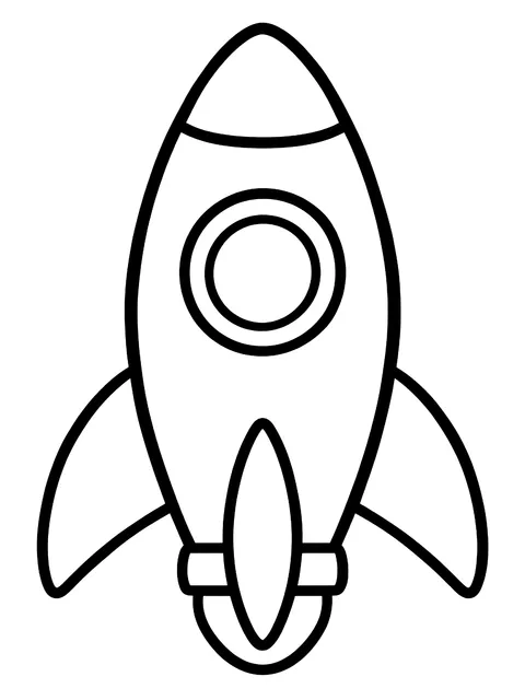 Easy Simple rocket with three fins coloring page