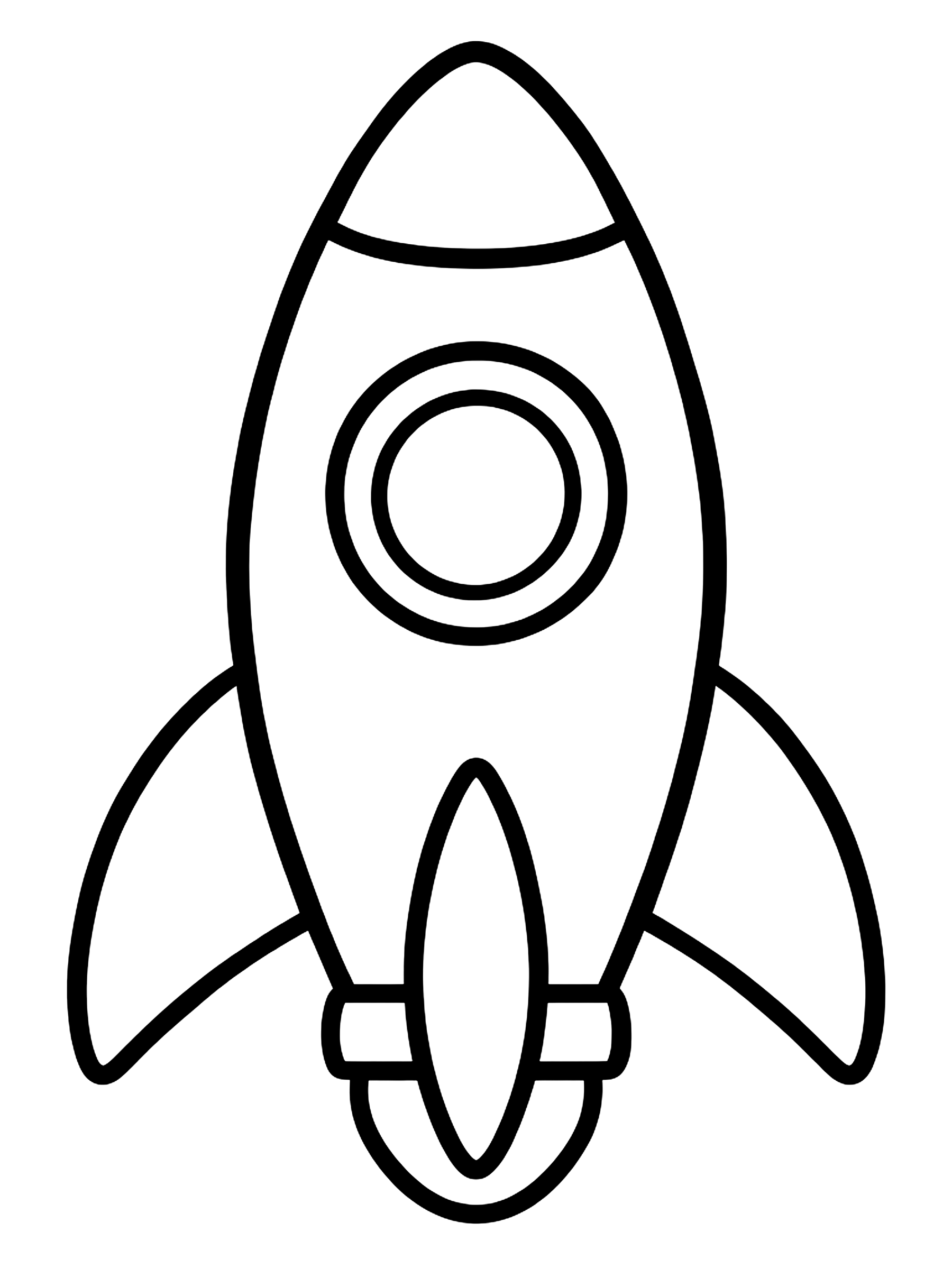 Easy Simple rocket with three fins coloring page