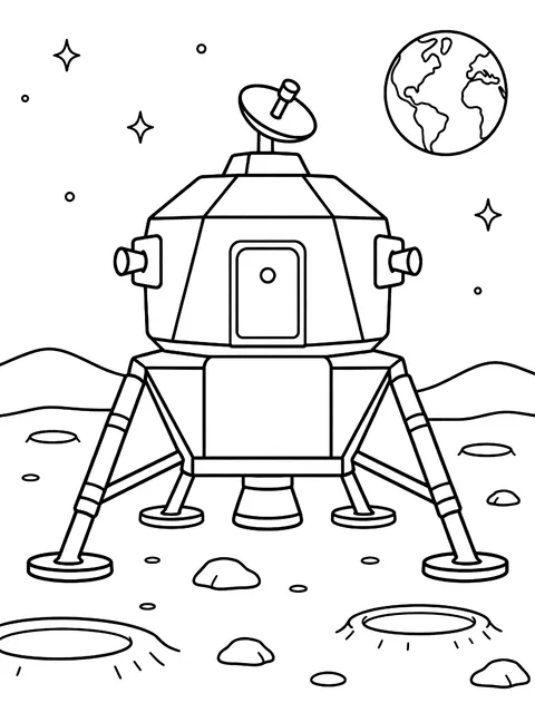 Lander on the moon coloring page
