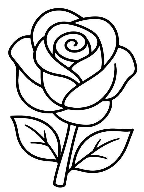 Easy Simple spiral rose coloring page