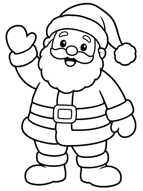 Easy Santa waving coloring page