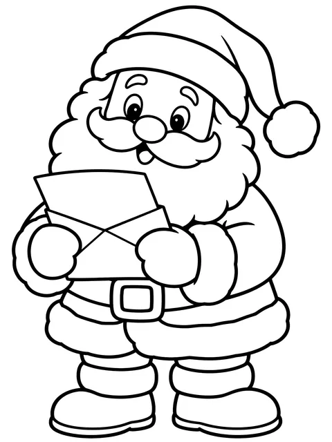 Easy Letter to Santa with a border coloring page