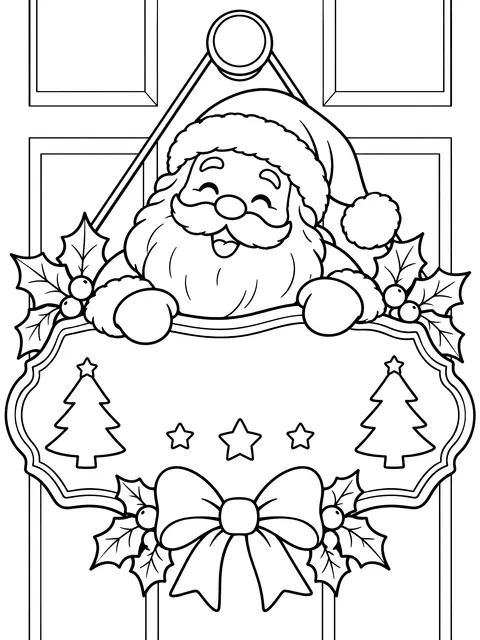 Santa please stop here door sign coloring page