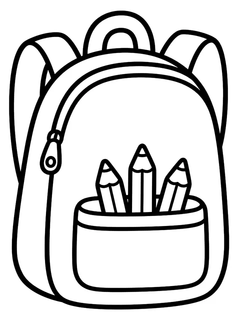 Easy Backpack with a pencil pocket coloring page