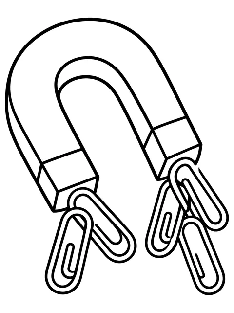 Easy Magnet and paper clips coloring page