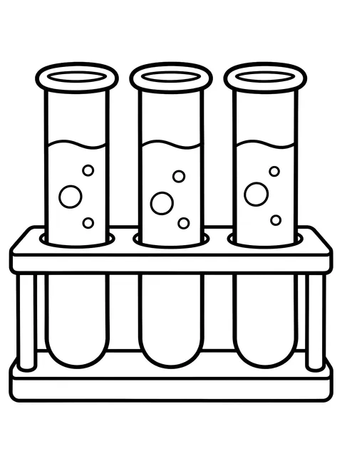 Easy Test tubes in a rack coloring page