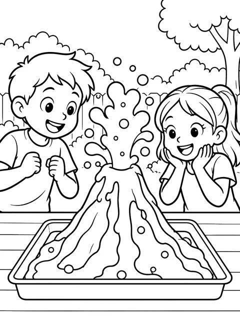 Baking soda volcano coloring page