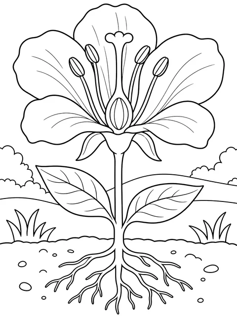 Parts of a flower coloring page