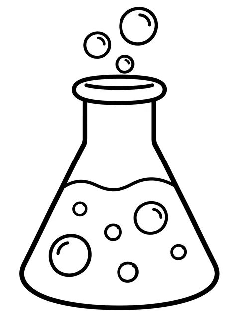Easy Beaker with bubbles coloring page