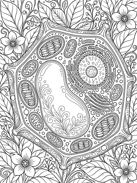 Detailed Plant cell diagram coloring page