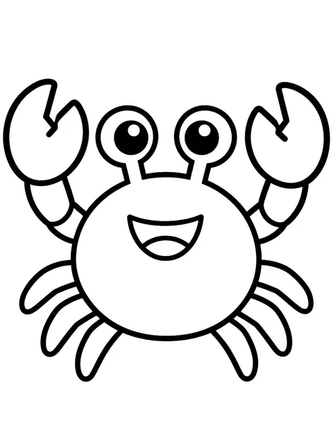 Easy Round crab waving its claws coloring page