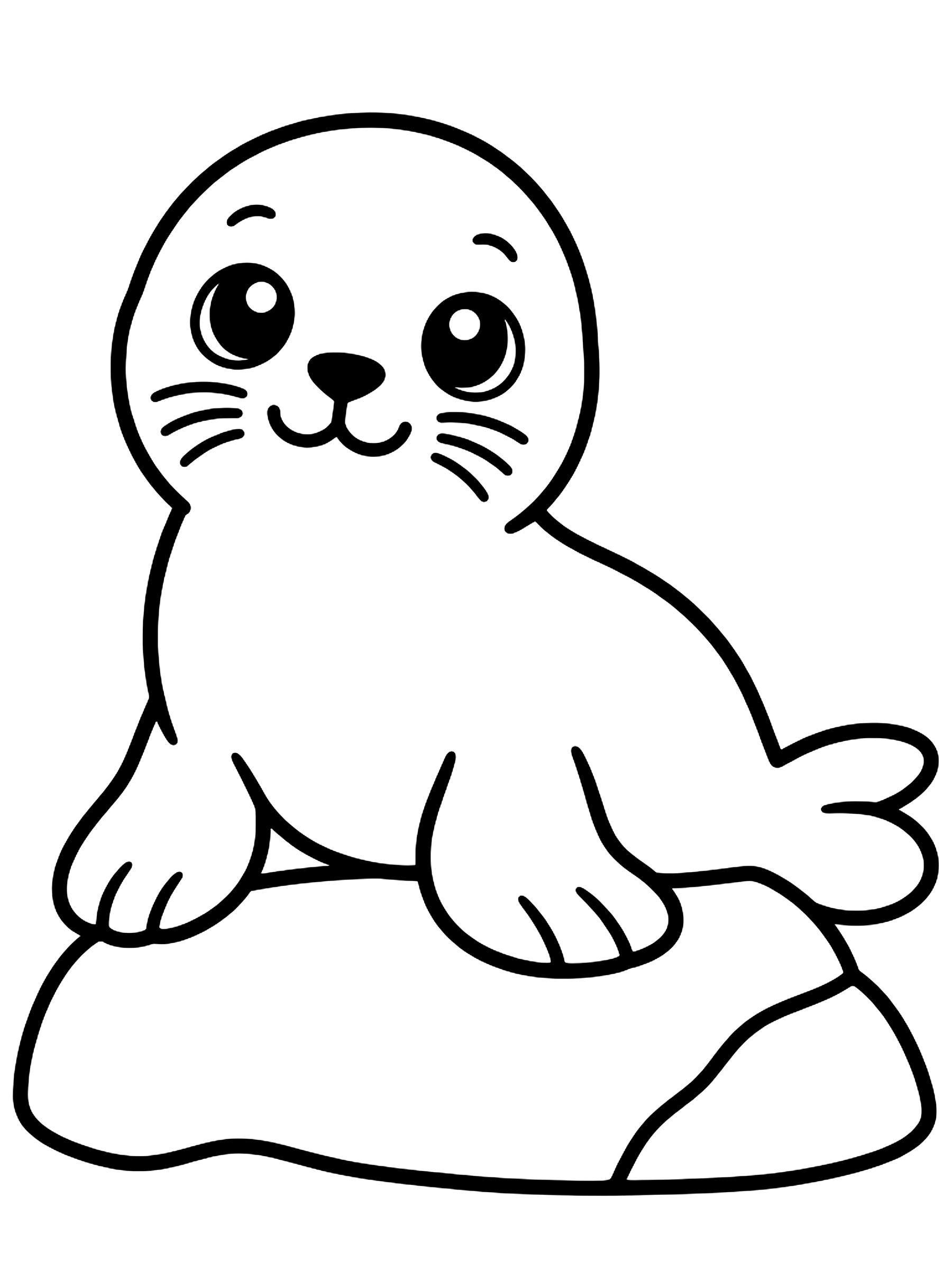 Easy Baby seal on a rock coloring page