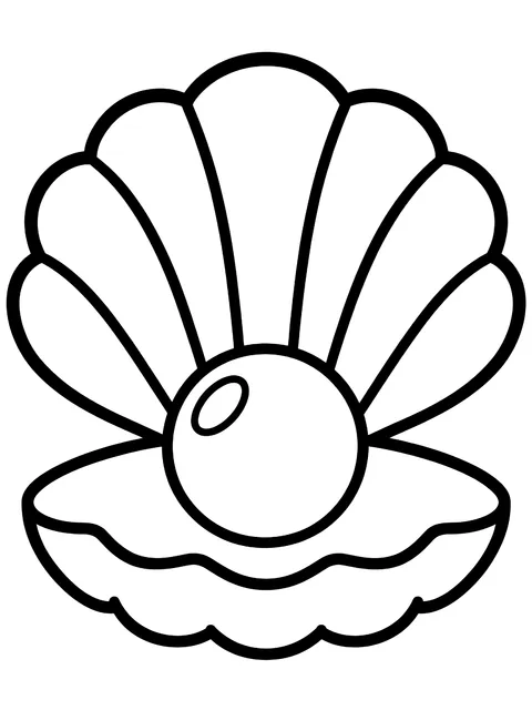 Easy Clam with a pearl coloring page