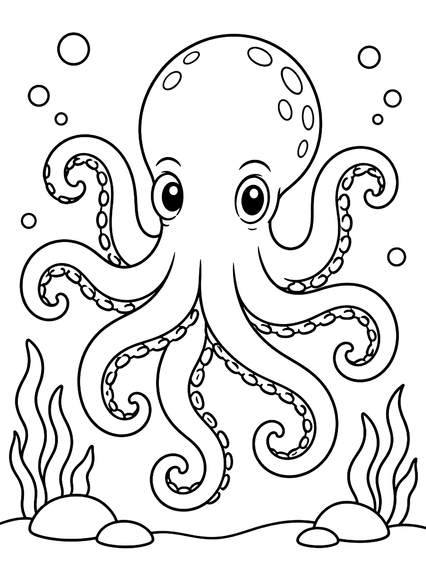 Octopus with curling arms coloring page