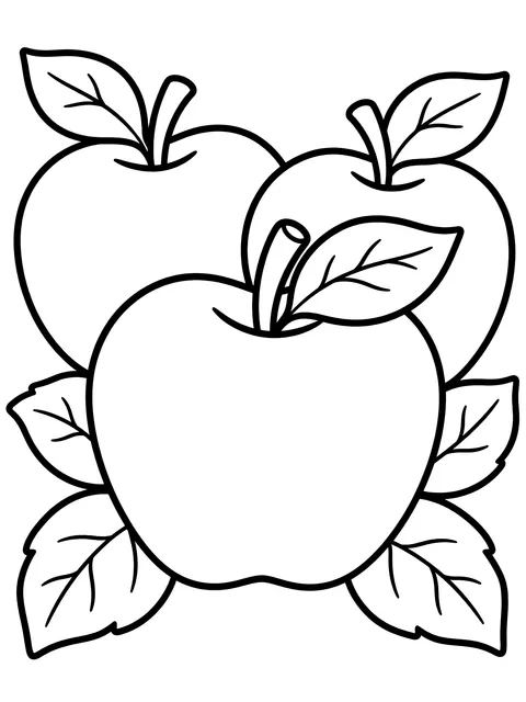 Easy September title page with apples and leaves coloring page