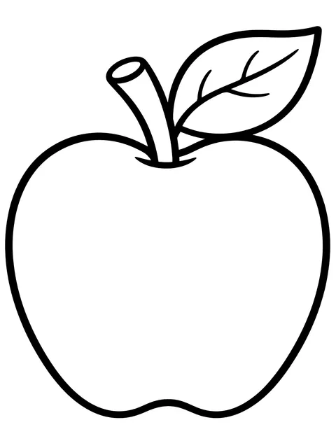 Easy Apple with a leaf coloring page