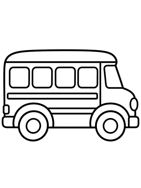 Easy School bus from the side coloring page