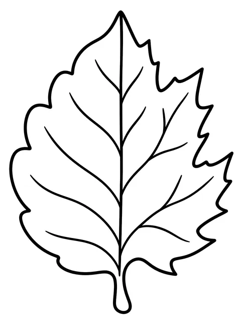 Easy Leaf half green and half turning coloring page