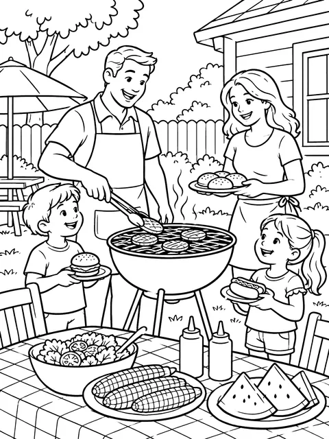 Labor Day cookout coloring page