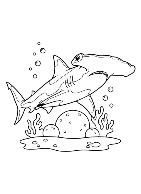 Hammerhead shark coloring page
