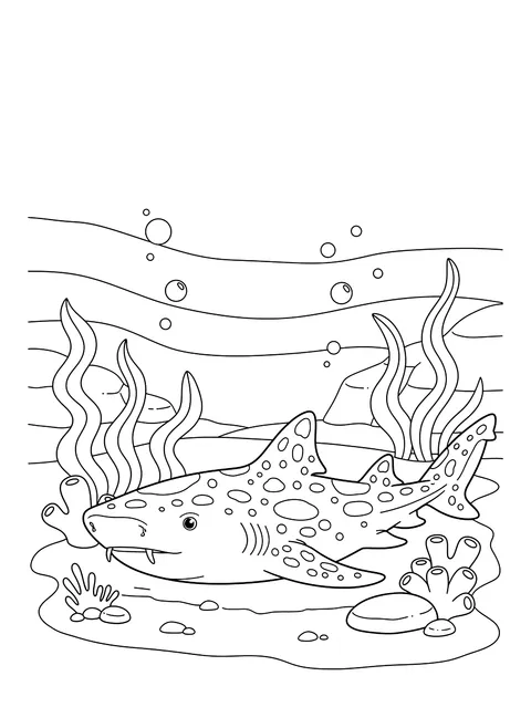 Nurse shark on the sea floor coloring page