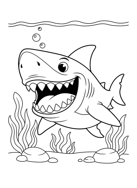 Shark with big teeth coloring page