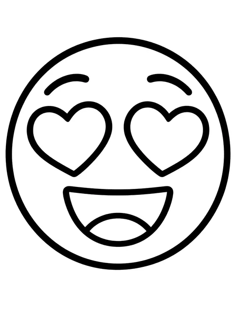 Easy Face with heart eyes coloring page