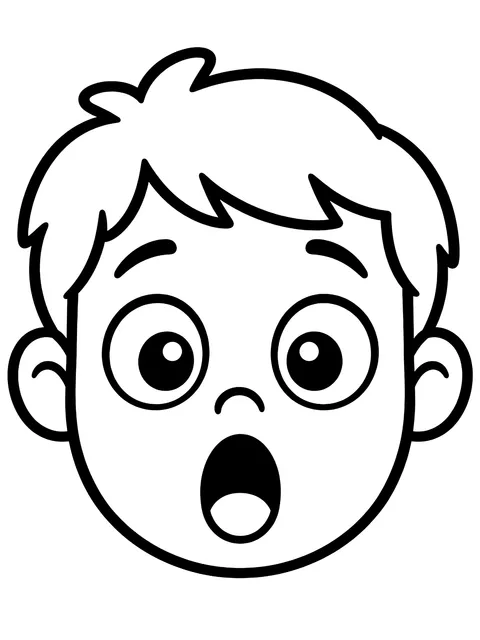 Easy Surprised face coloring page